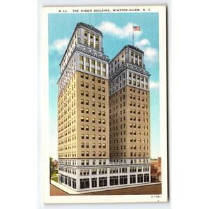 Vintage Linen Postcard Nissen Building Winston-Salem NC 1940s